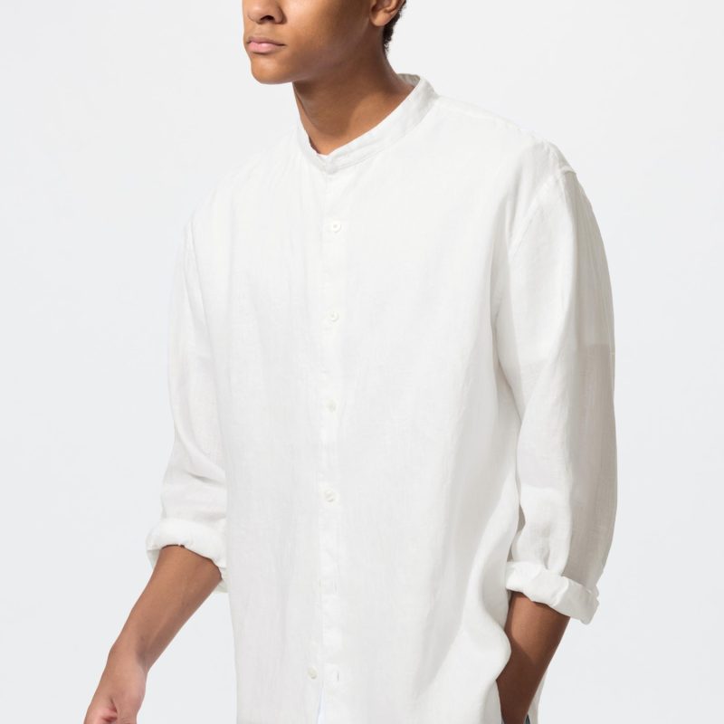 Рубашка из 100% высококачественного льна (воротник-стойка)