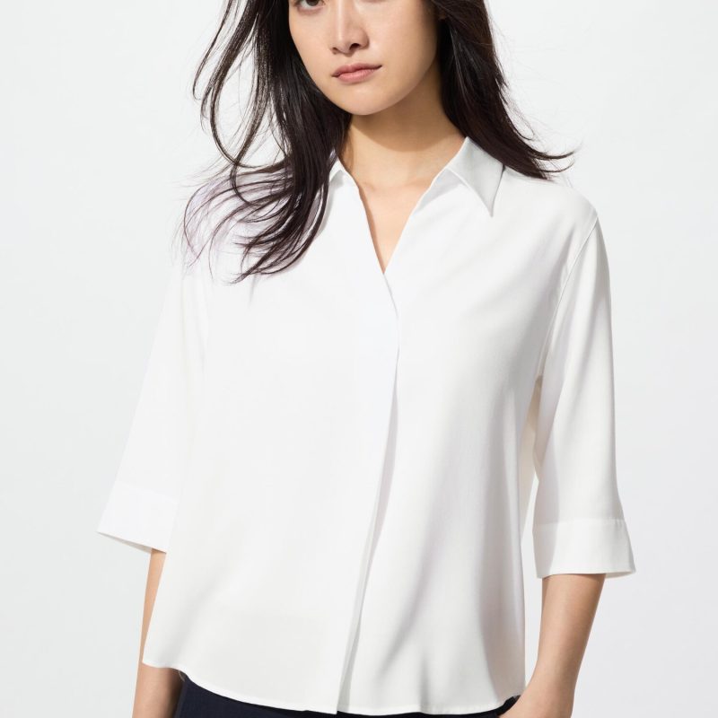 Блузка с отложным воротником из вискозы (рукав 3/4)