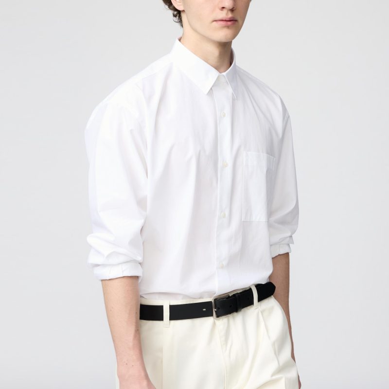 Рубашка оверсайз из широкого сукна (обычный воротник)