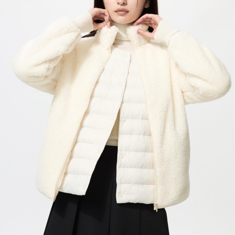 Куртка на молнии из пушистой пряжи и флиса