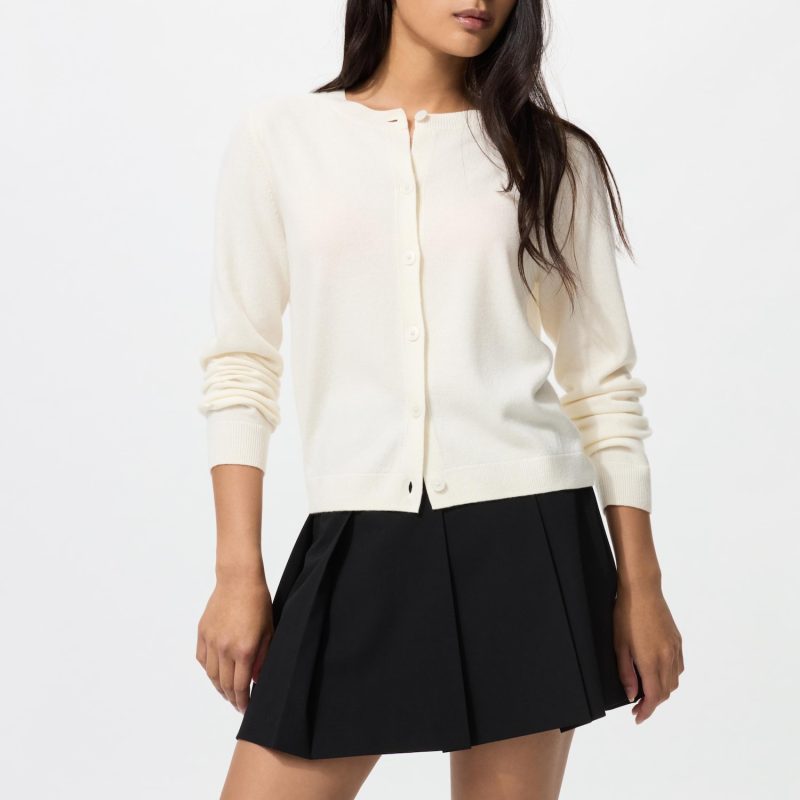 Короткий кардиган с круглым вырезом из 100% кашемира