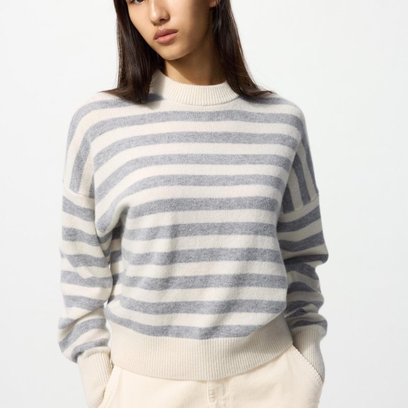 Джемпер с круглым вырезом из овечьей шерсти (в полоску)