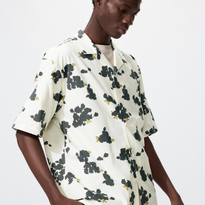 Рубашка с открытым воротом (короткий рукав, принт)