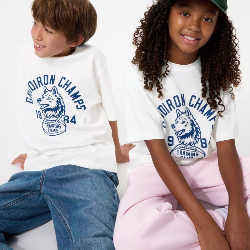 Хлопковая футболка с круглым вырезом AIRism (графическая)