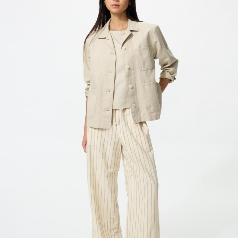 Легкие брюки из льняной смеси (в полоску)