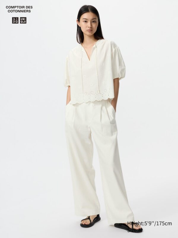 Linen Blend Straight Trousers