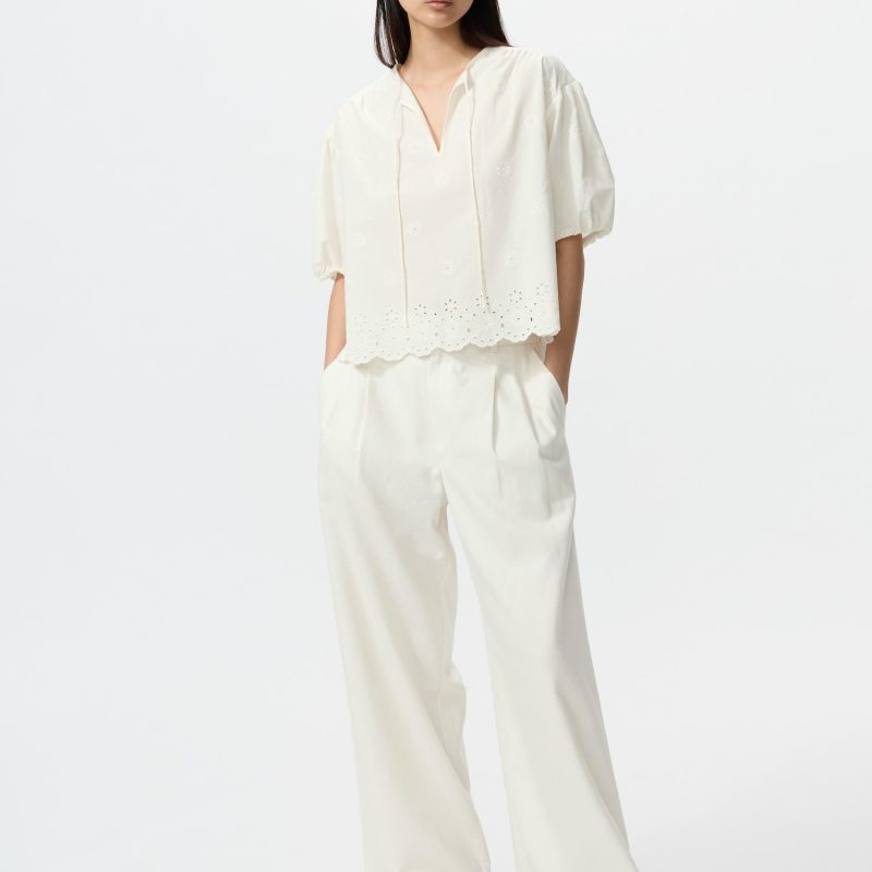 Linen Blend Straight Trousers