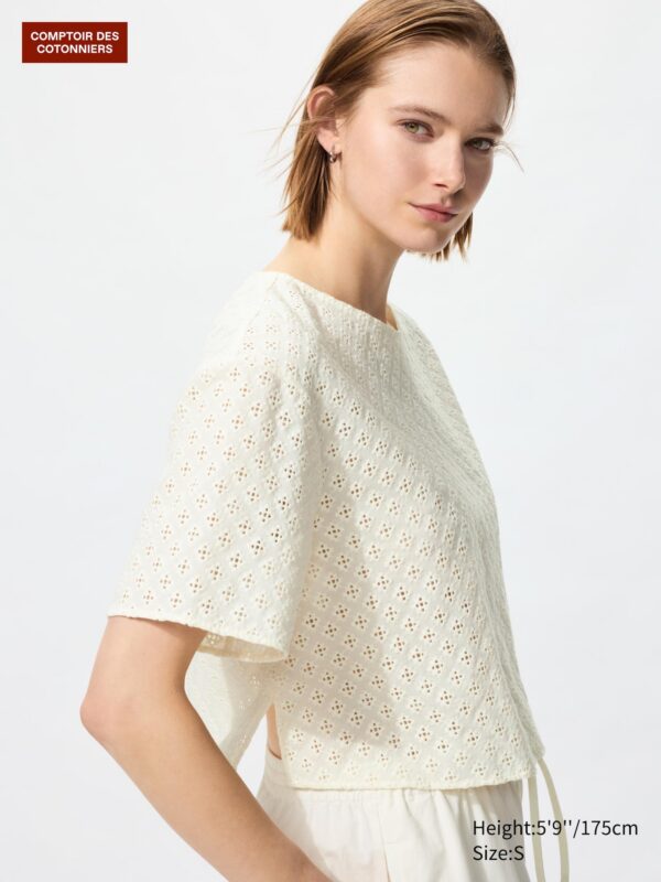 Cotton Embroidered Blouse (Short Sleeve)