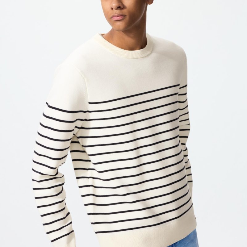 Моющийся миланский джемпер в рубчик с круглым вырезом горловины