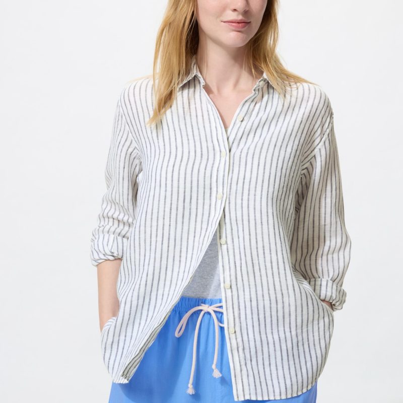 Рубашка из 100% высококачественного льна (в полоску)