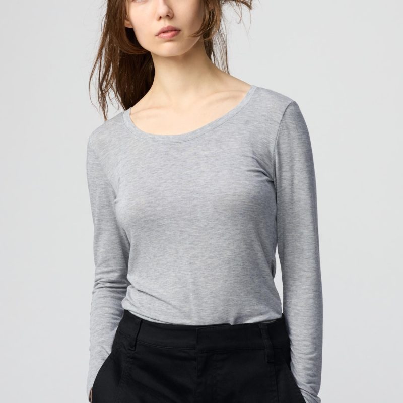 Футболка с круглым вырезом из особо теплой кашемировой смеси HEATTECH