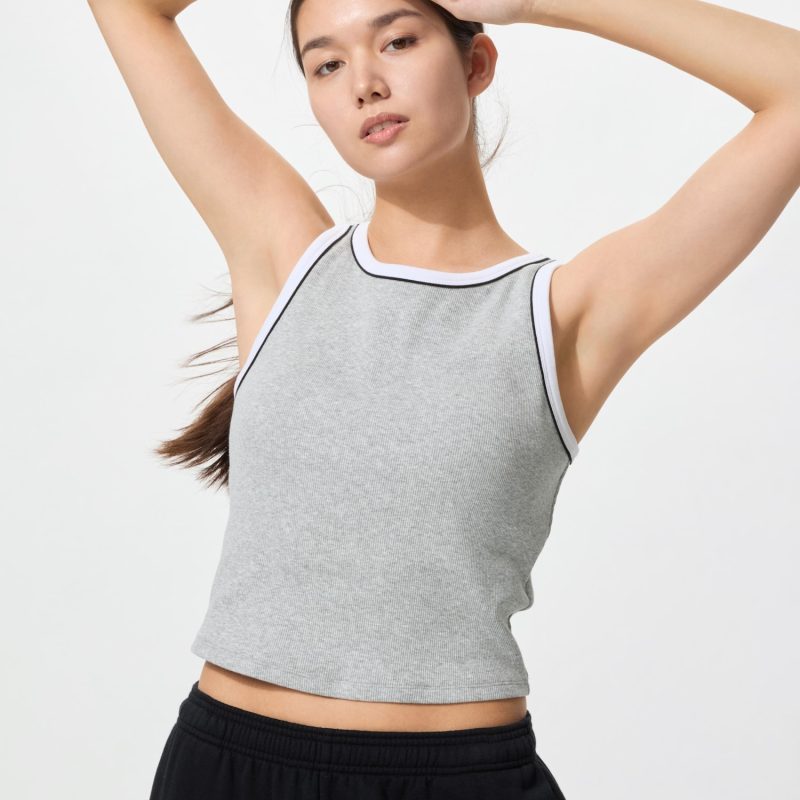 Укороченный топ-бюстгальтер в рубчик (кольцо)