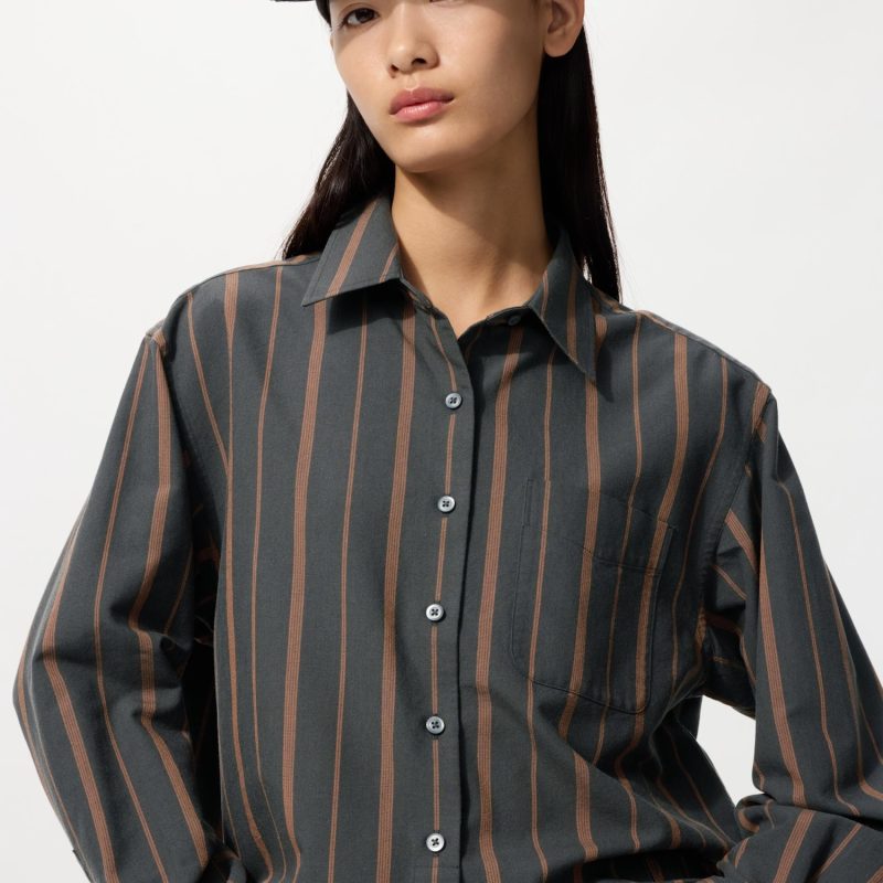 Оксфордская рубашка свободного покроя (в полоску)