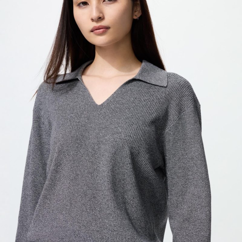 Моющийся трикотажный джемпер поло в рубчик