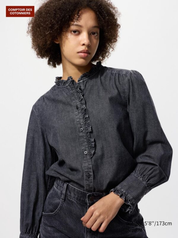 Легкая джинсовая рубашка (с оборкой)