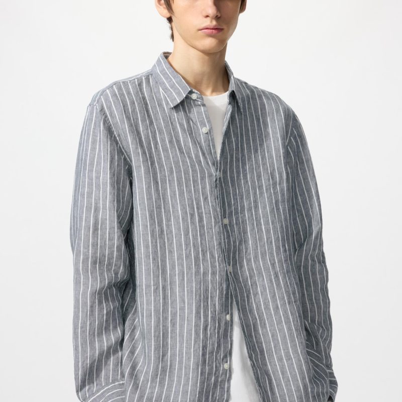 Рубашка из 100% высококачественного льна (в полоску)