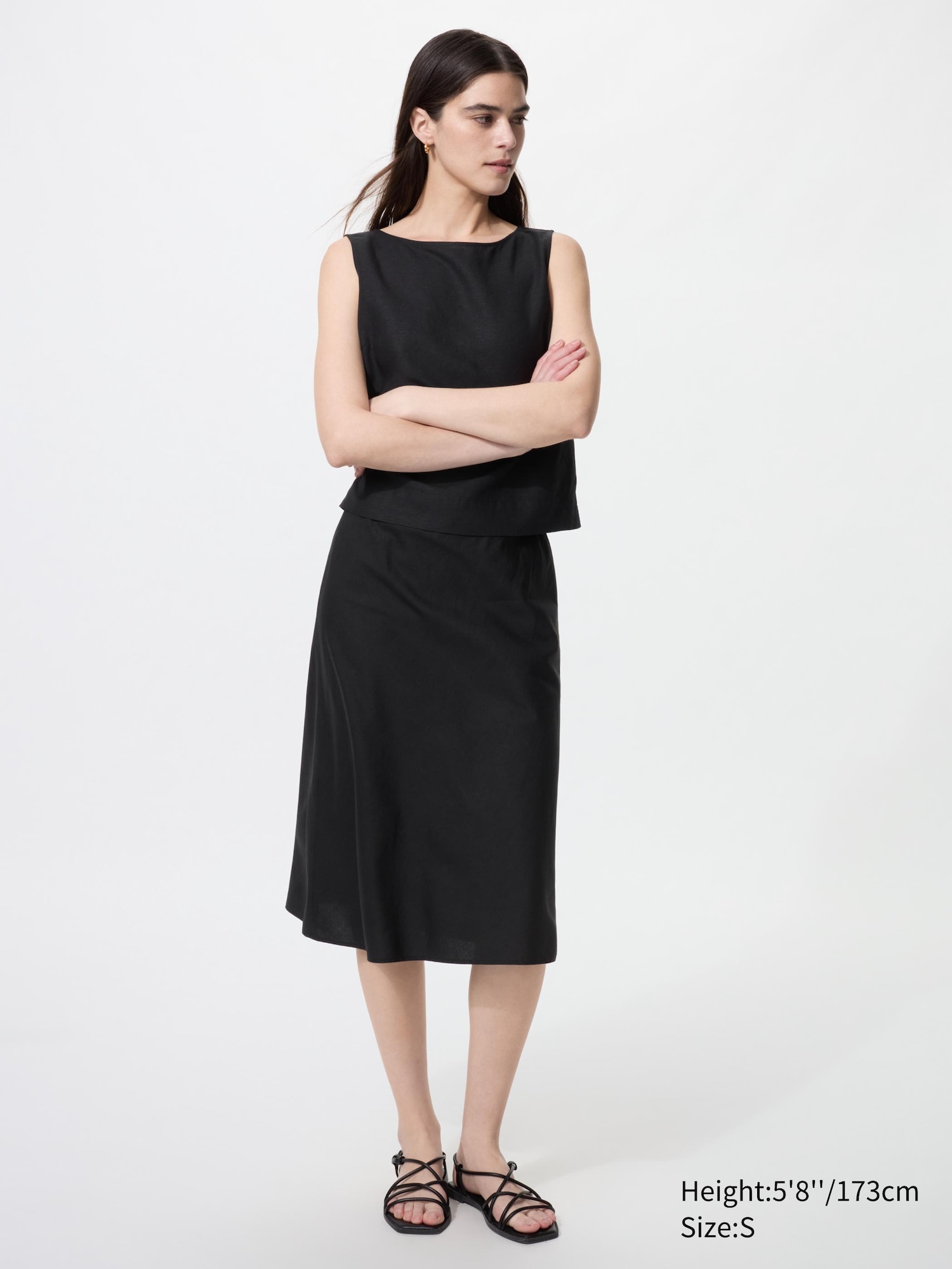 Узкая юбка миди из льняной смеси