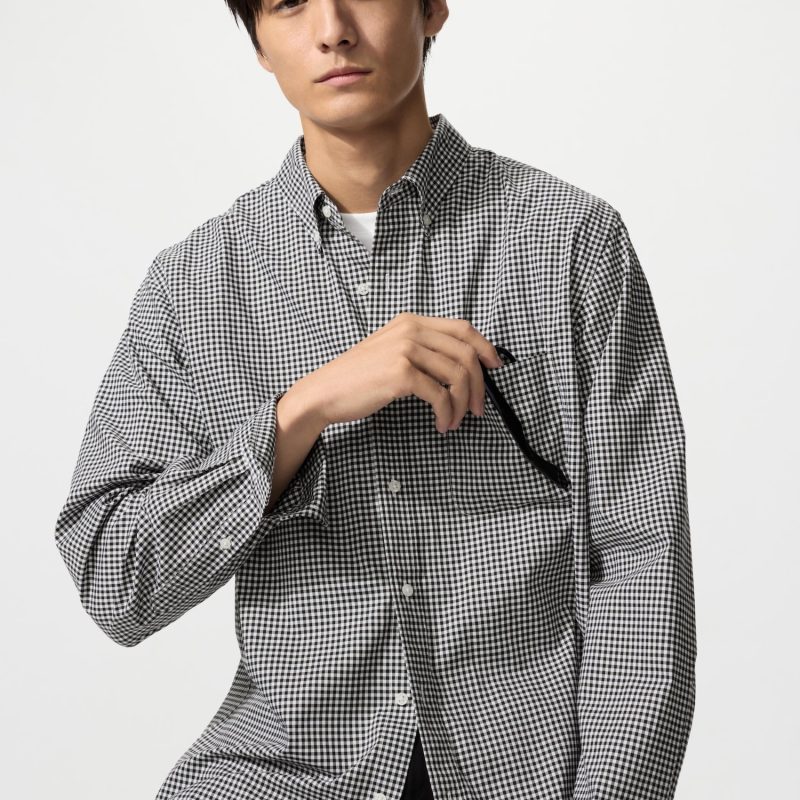 Рубашка обычного покроя из широкого сукна (воротник на пуговицах, в клетку)