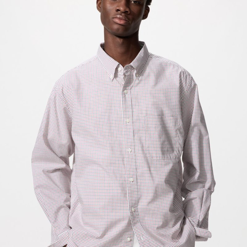 Рубашка обычного покроя из широкого сукна (воротник на пуговицах, в клетку)