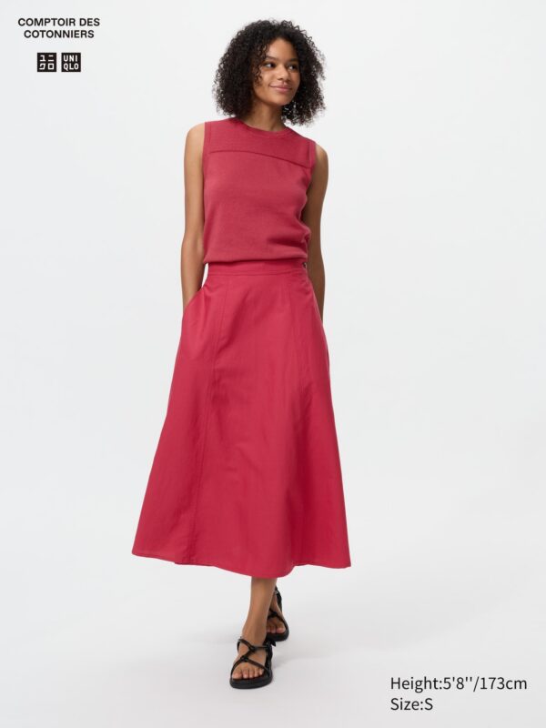 Linen Blend Flare Skirt