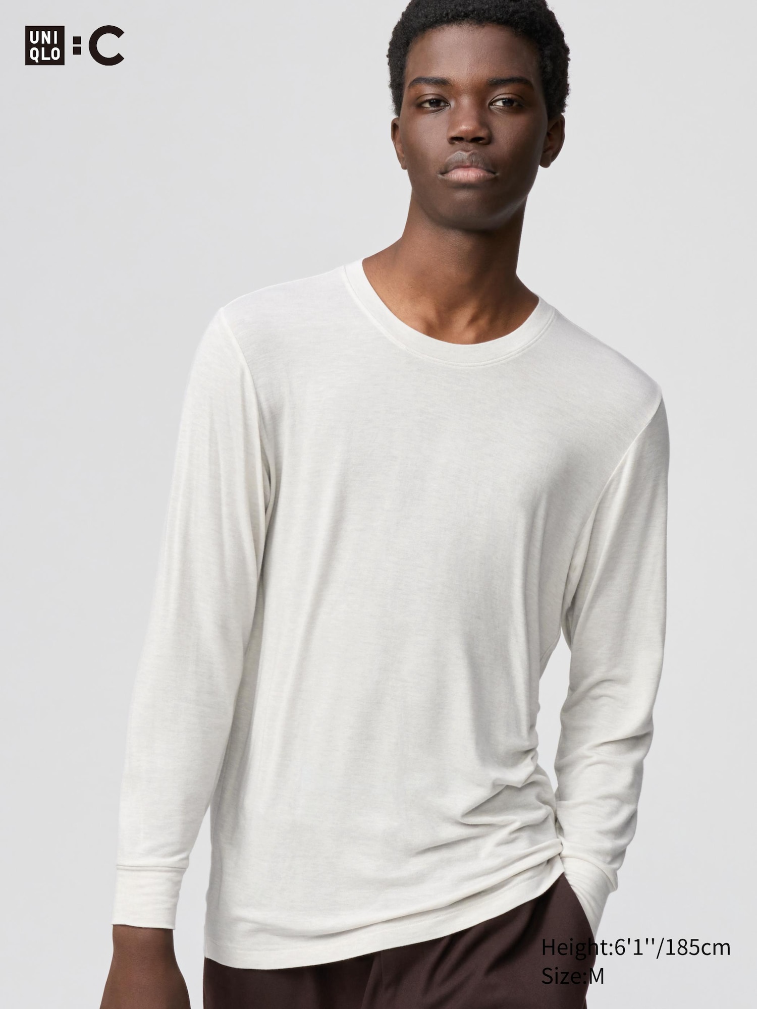 Очень теплая футболка из смеси кашемира HEATTECH с круглым вырезом горловины (длинный рукав)