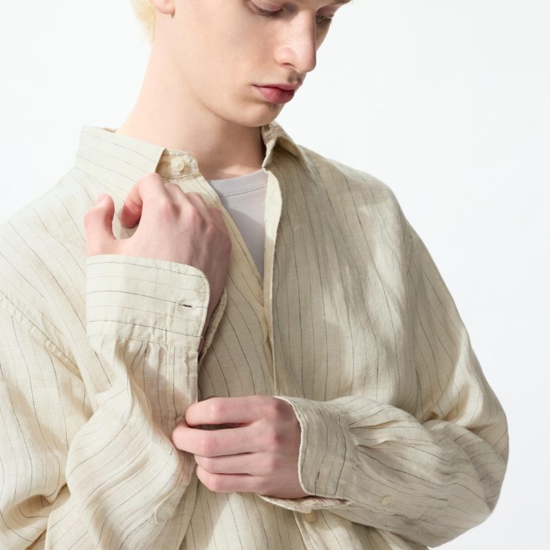 Рубашка из 100% высококачественного льна (в полоску)