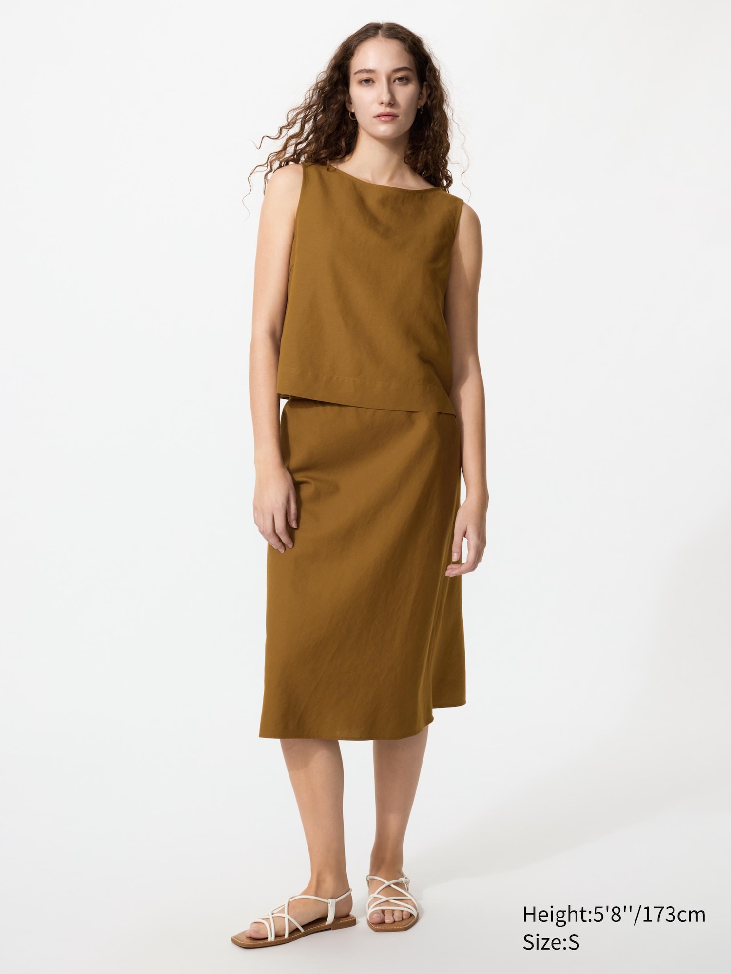 Узкая юбка миди из льняной смеси