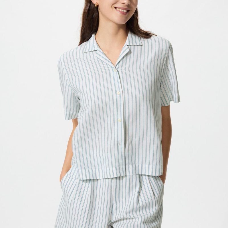 Льняные хлопчатобумажные шорты (в полоску)