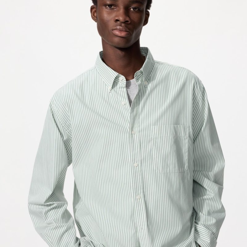 Рубашка обычного покроя из широкого сукна (воротник на пуговицах, в полоску)