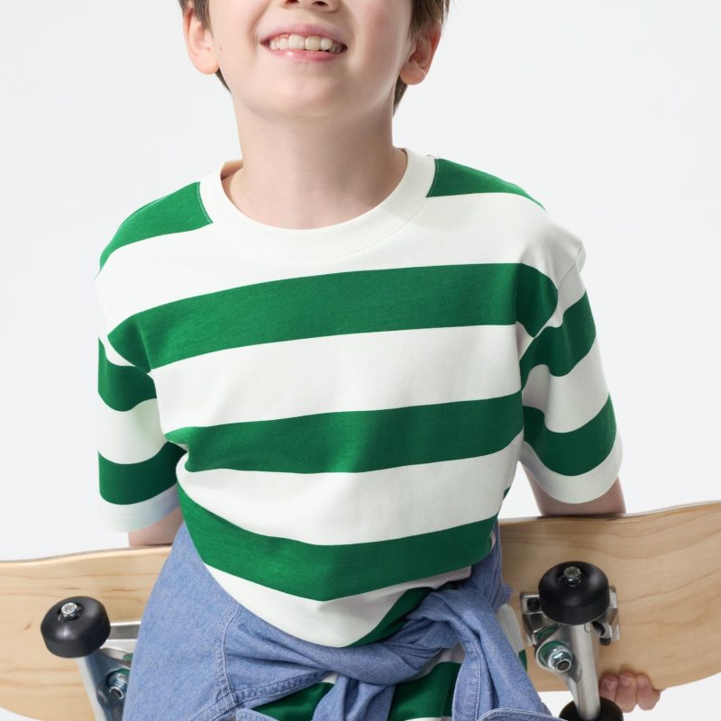 Хлопковая футболка AIRism с круглым вырезом горловины (в полоску)