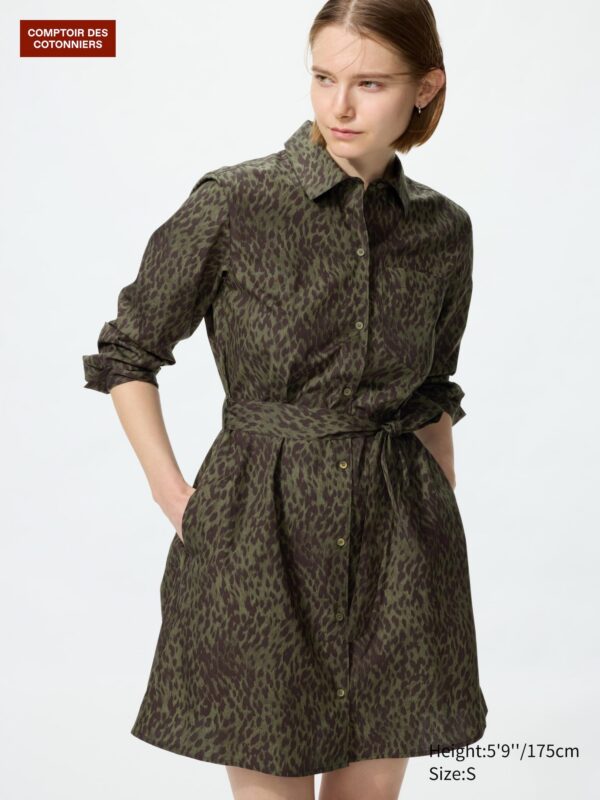 Cotton Short Shirt Dress (Printed)