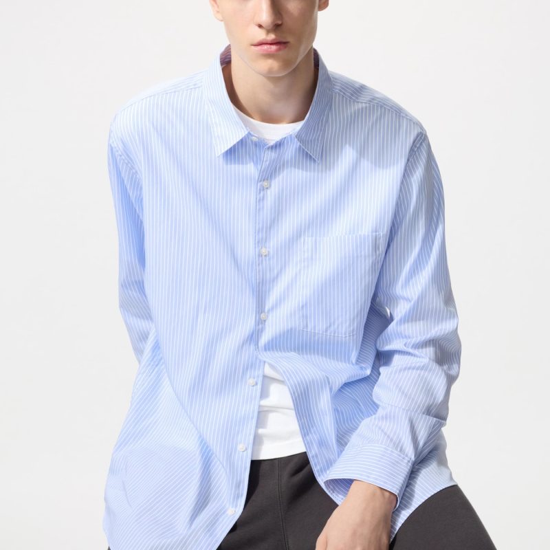 Рубашка обычного покроя из сукна (обычный воротник, в полоску)