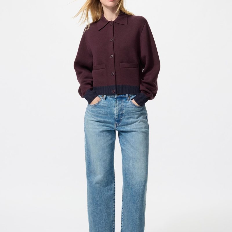 Прямые укороченные джинсы с высокой посадкой