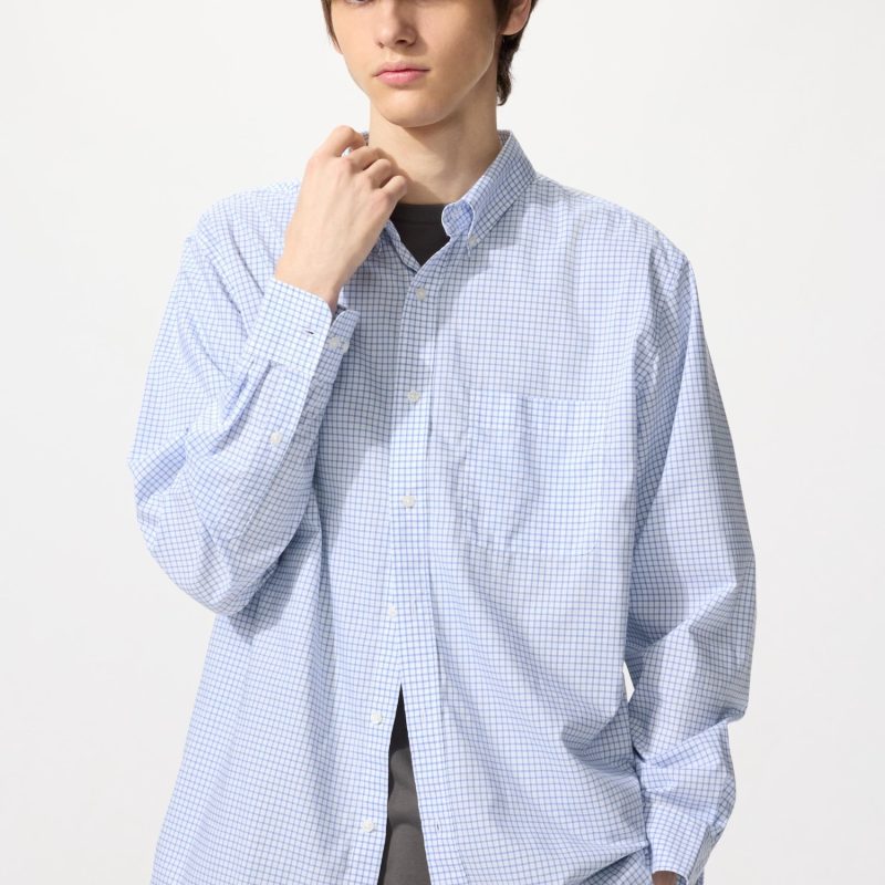 Рубашка обычного покроя из широкого сукна (воротник на пуговицах, в клетку)