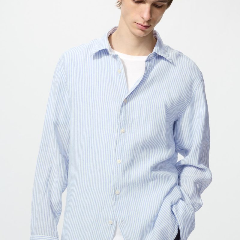 Рубашка из 100% высококачественного льна (в полоску)