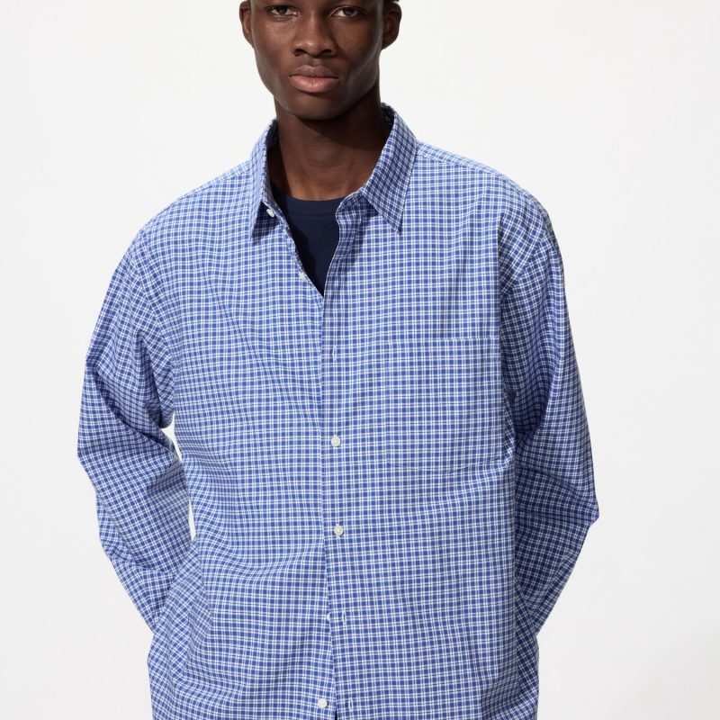 Рубашка обычного покроя из широкого сукна (обычный воротник, клетка)