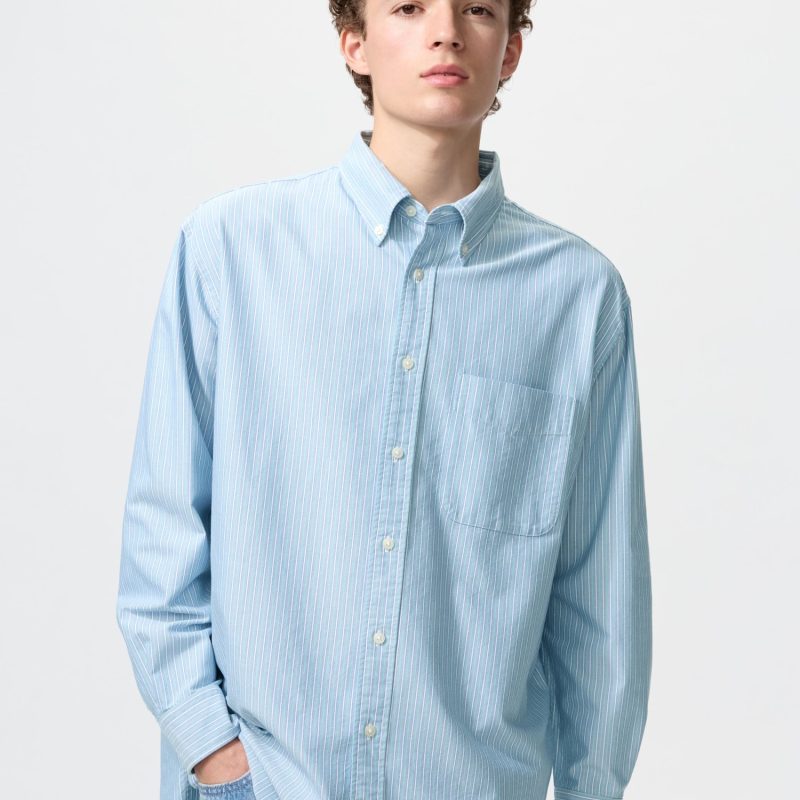 Оксфордская рубашка оверсайз (в полоску)