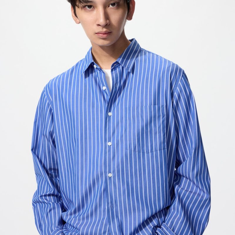 Рубашка обычного покроя из сукна (обычный воротник, в полоску)