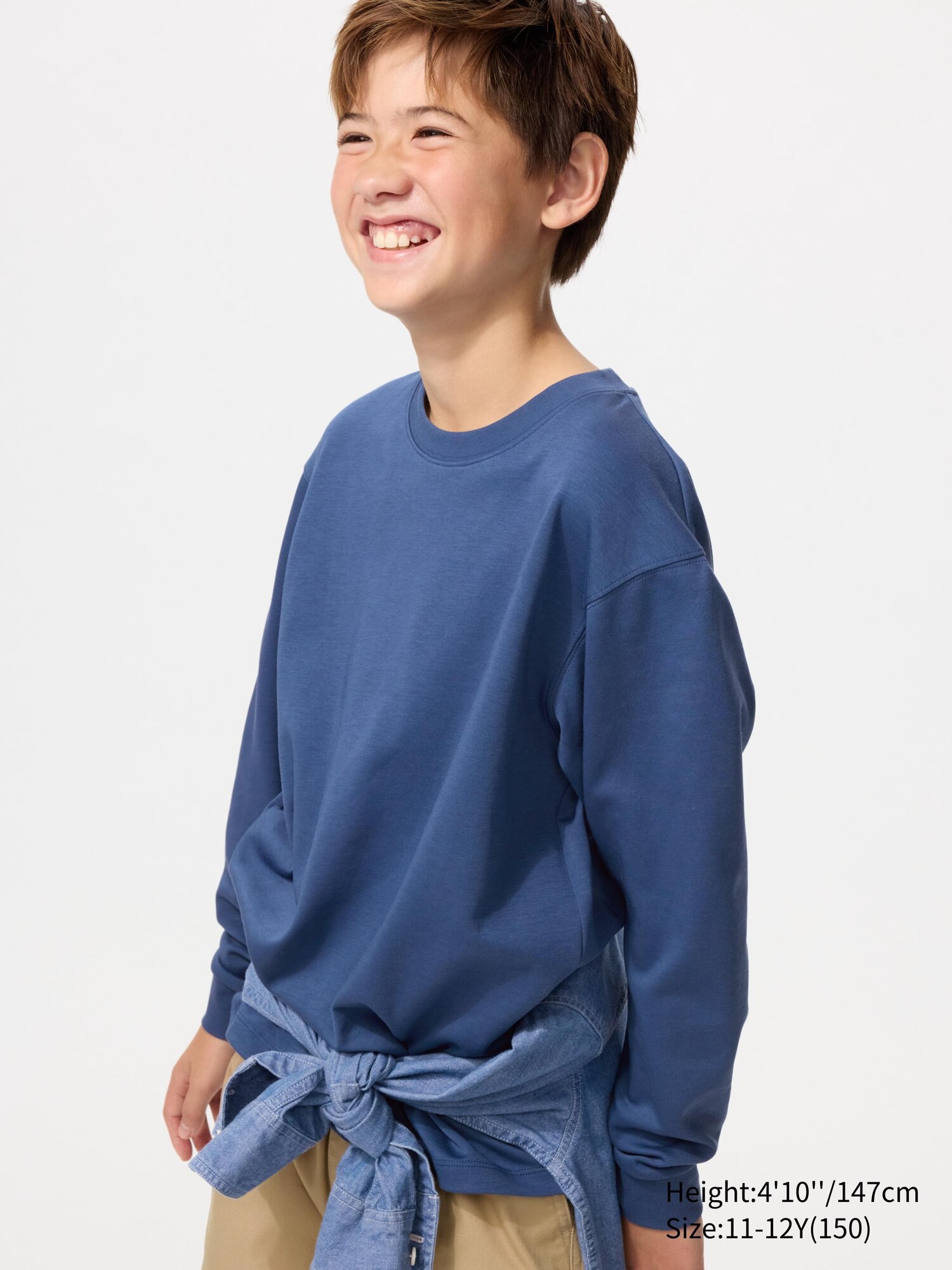 Хлопковая футболка AIRism с круглым вырезом горловины (длинный рукав)