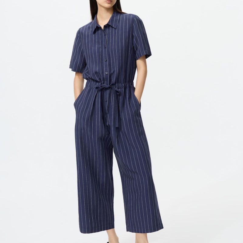 Linen Blend Jumpsuit (Striped)