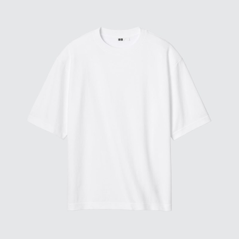 Футболка AIRism хлопковая оверсайз с круглым вырезом (рукав до локтя)