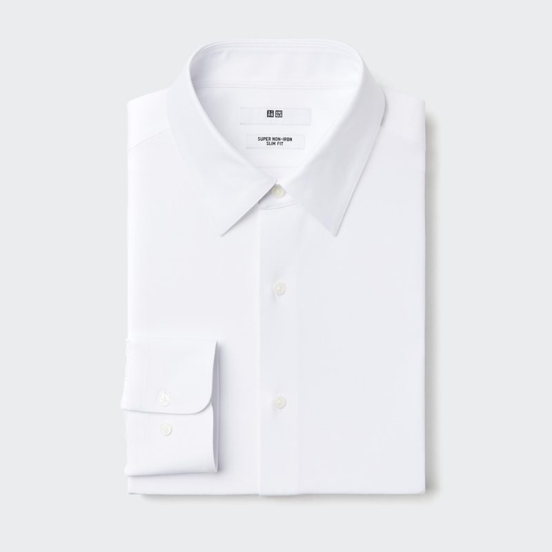 Рубашка из джерси Super Non-Iron Slim Fit (обычный воротник)