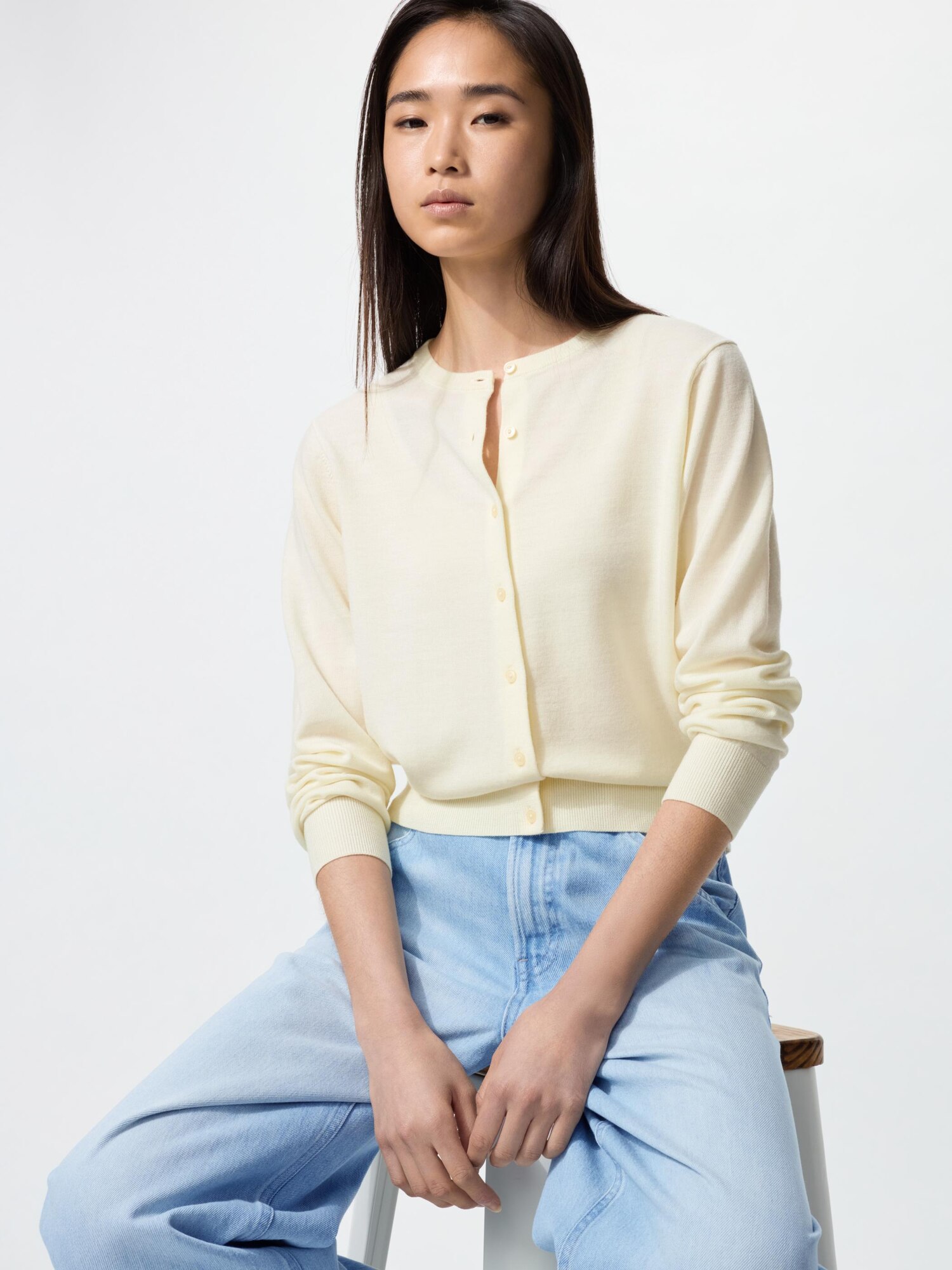 Кардиган с круглым вырезом из мериносовой шерсти