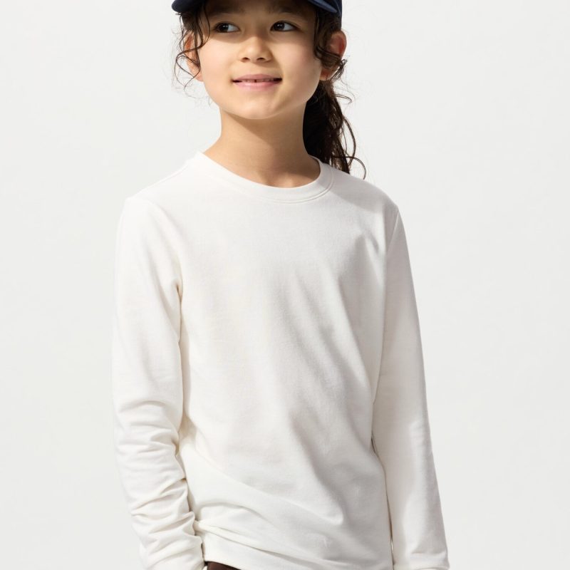 Детская футболка с длинными рукавами Heattech Extra Warm Cotton с круглым вырезом