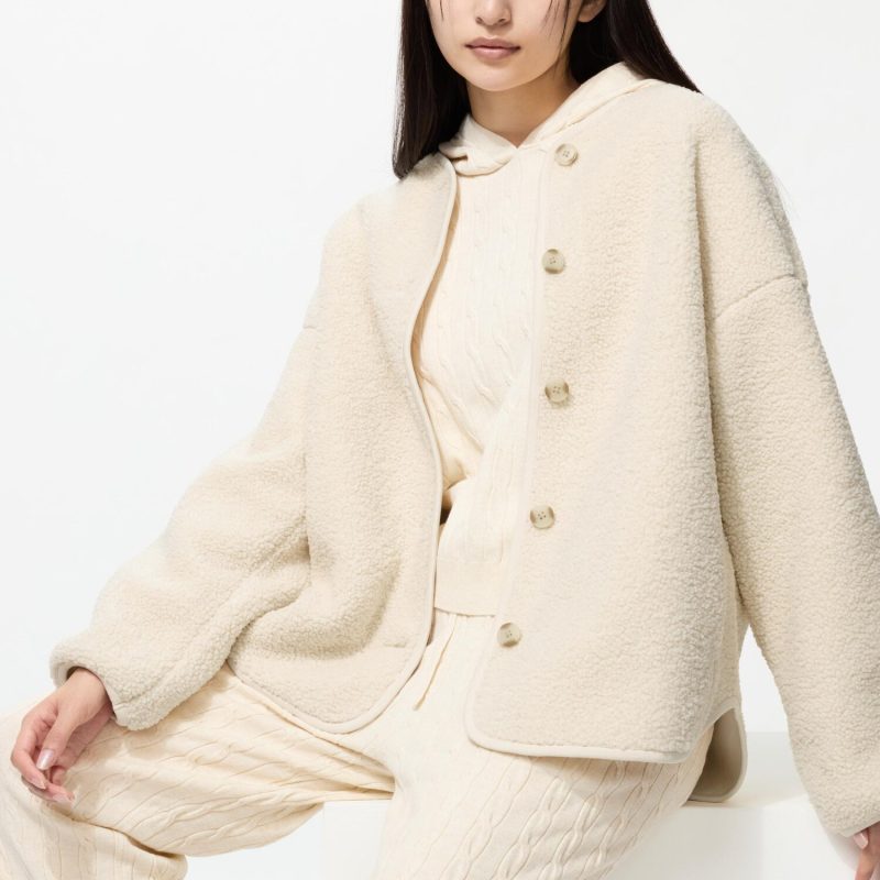 Кардиган из флиса "Боа" свободного кроя