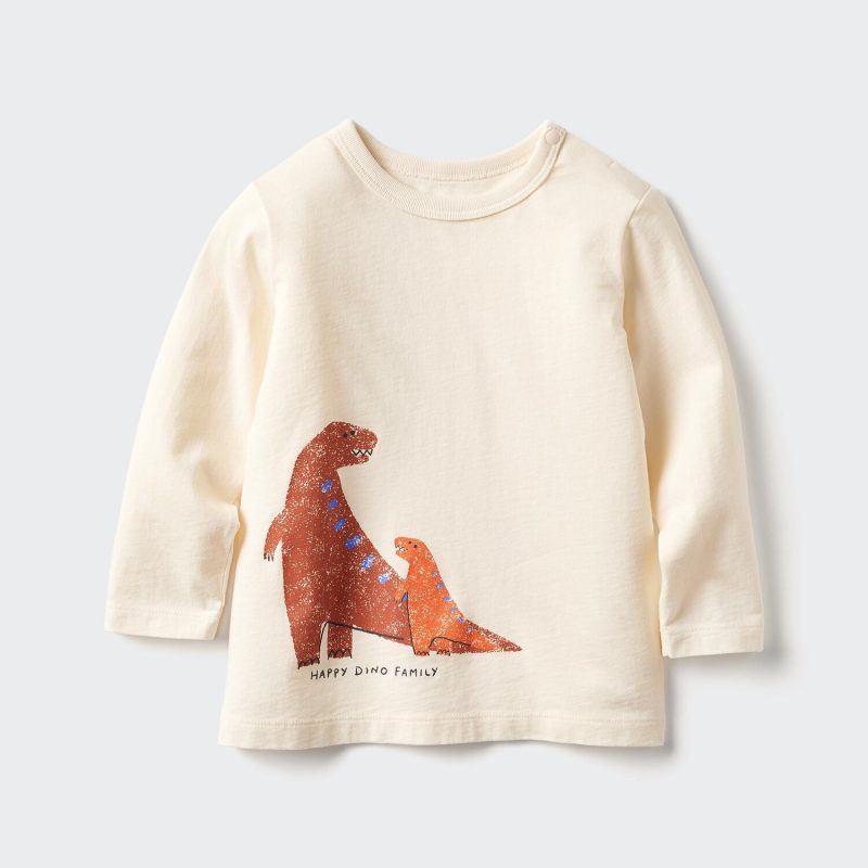 Футболка с круглым вырезом и принтом динозавра (длинный рукав)