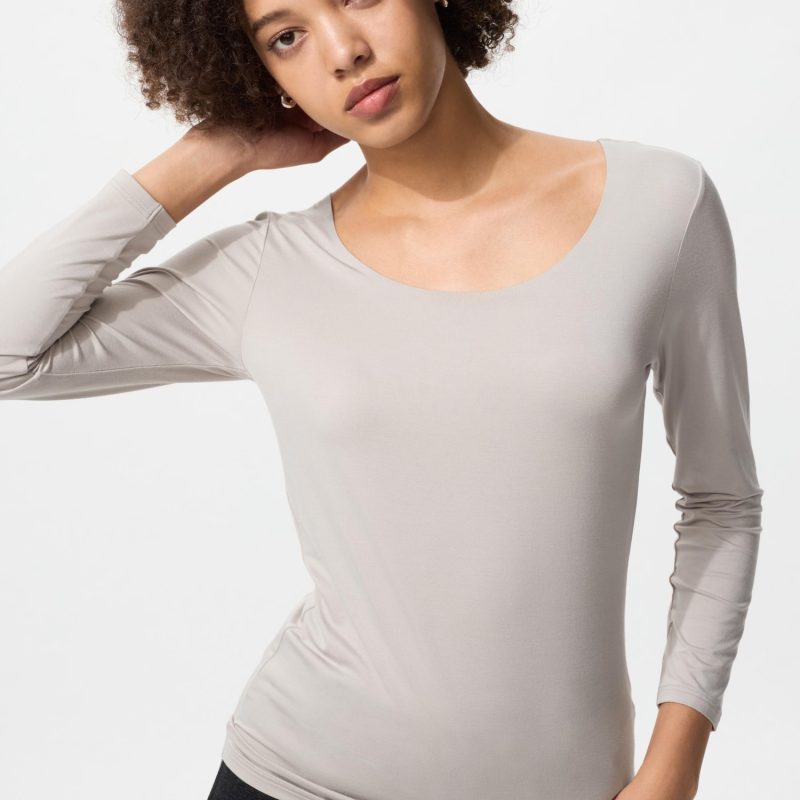 Футболка Heattech с U-образным вырезом (рукав 3/4)