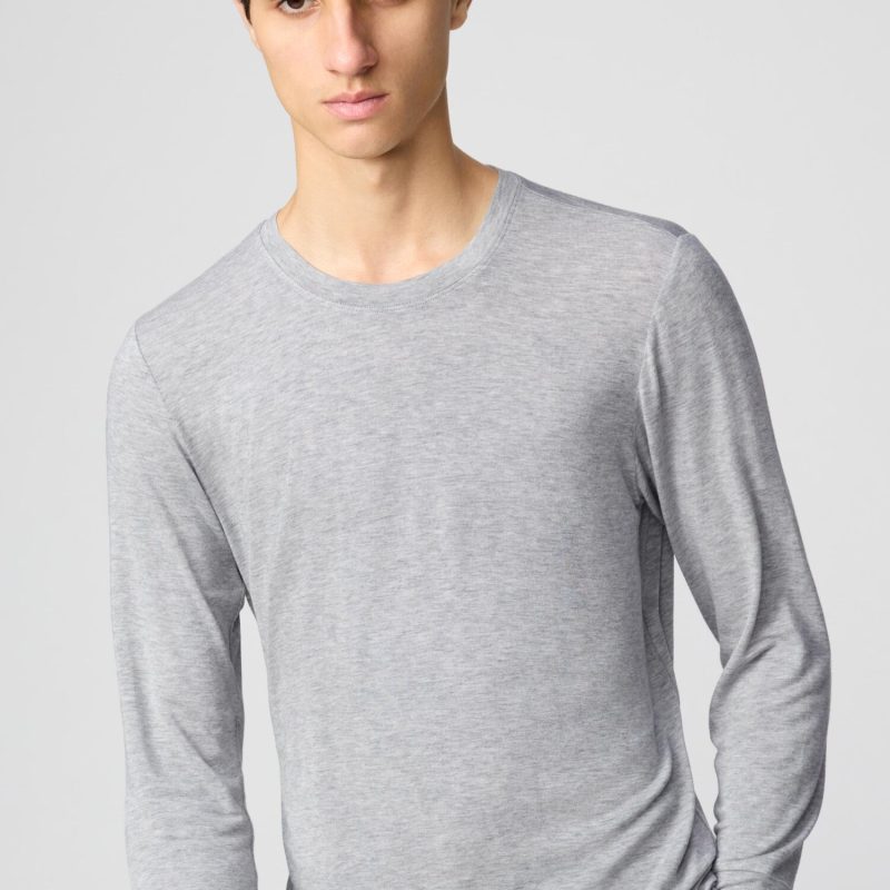 Теплая футболка с круглым вырезом из смеси хиттек и кашемира (3/4)