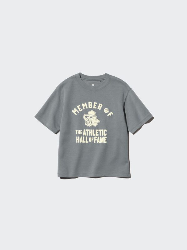 Детская футболка с круглым вырезом, хлопок и AIRism, с принтом