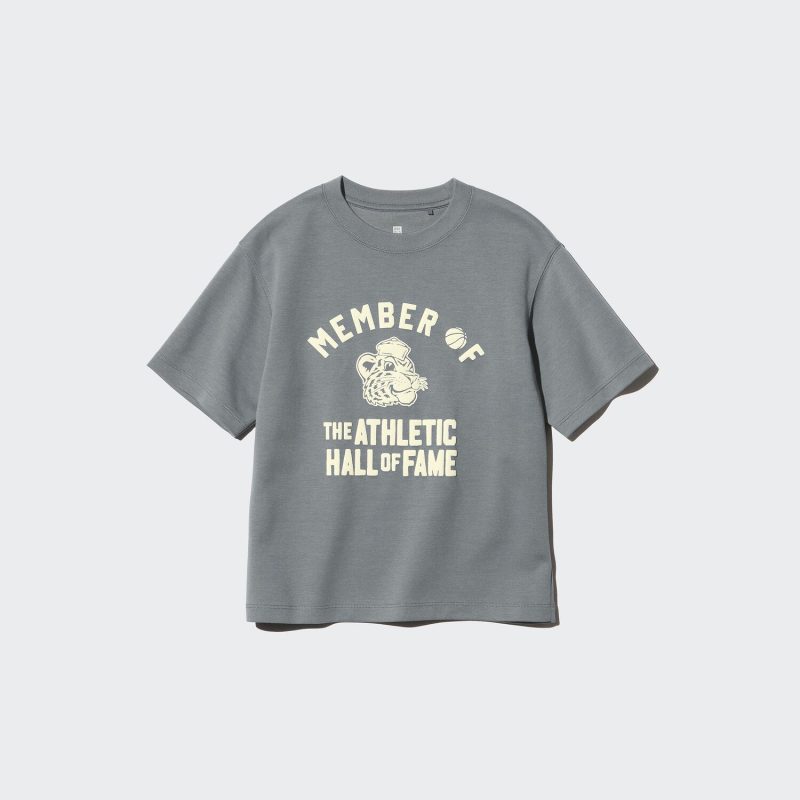 Детская футболка с круглым вырезом, хлопок и AIRism, с принтом